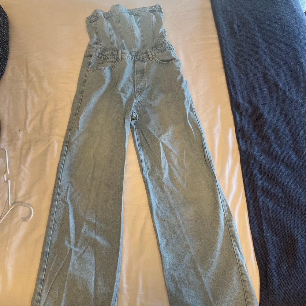 Zara CORSET DENIM JUMPSUIT